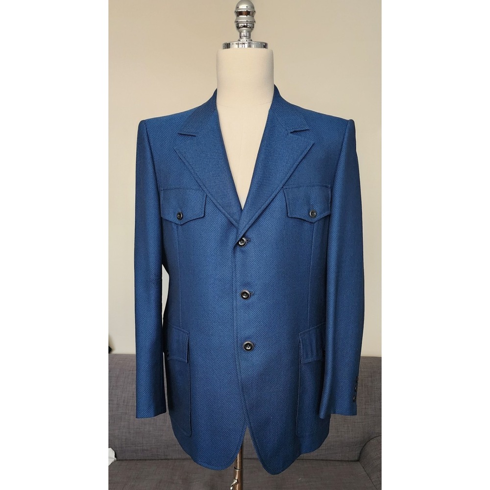 Vtg 70s Hammonton Park Wool Blazer Sport Coat Jacket mens Sz~ 43 Action Belted - Picture 2 of 16